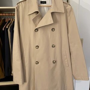 APC Double Breasted Cream Cotton Trench Coat (L)